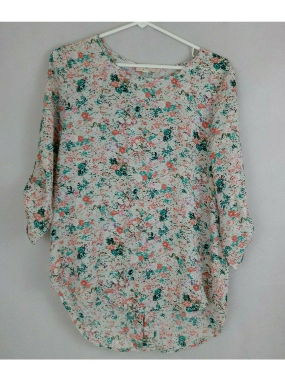 Pink Republic Women's Pink & Green Blouse With Floral Design Size Medium